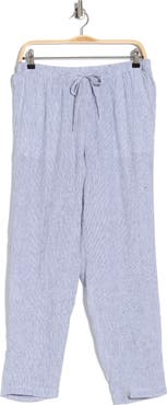 Eileen Fisher Stripe Organic Linen Tapered Ankle Pants
