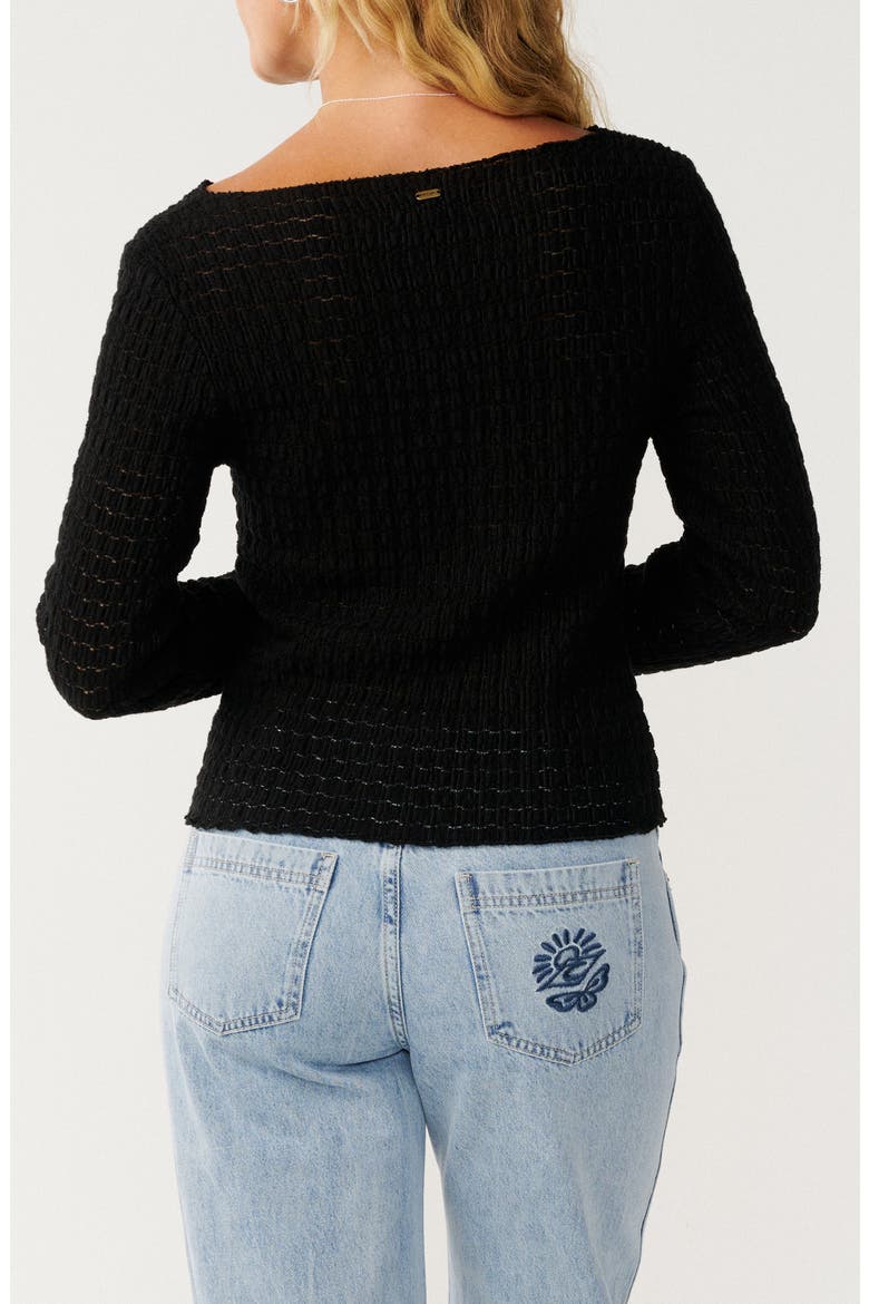 Bossa Nova Texture Long Sleeve Top, Alternate, color, BLACK