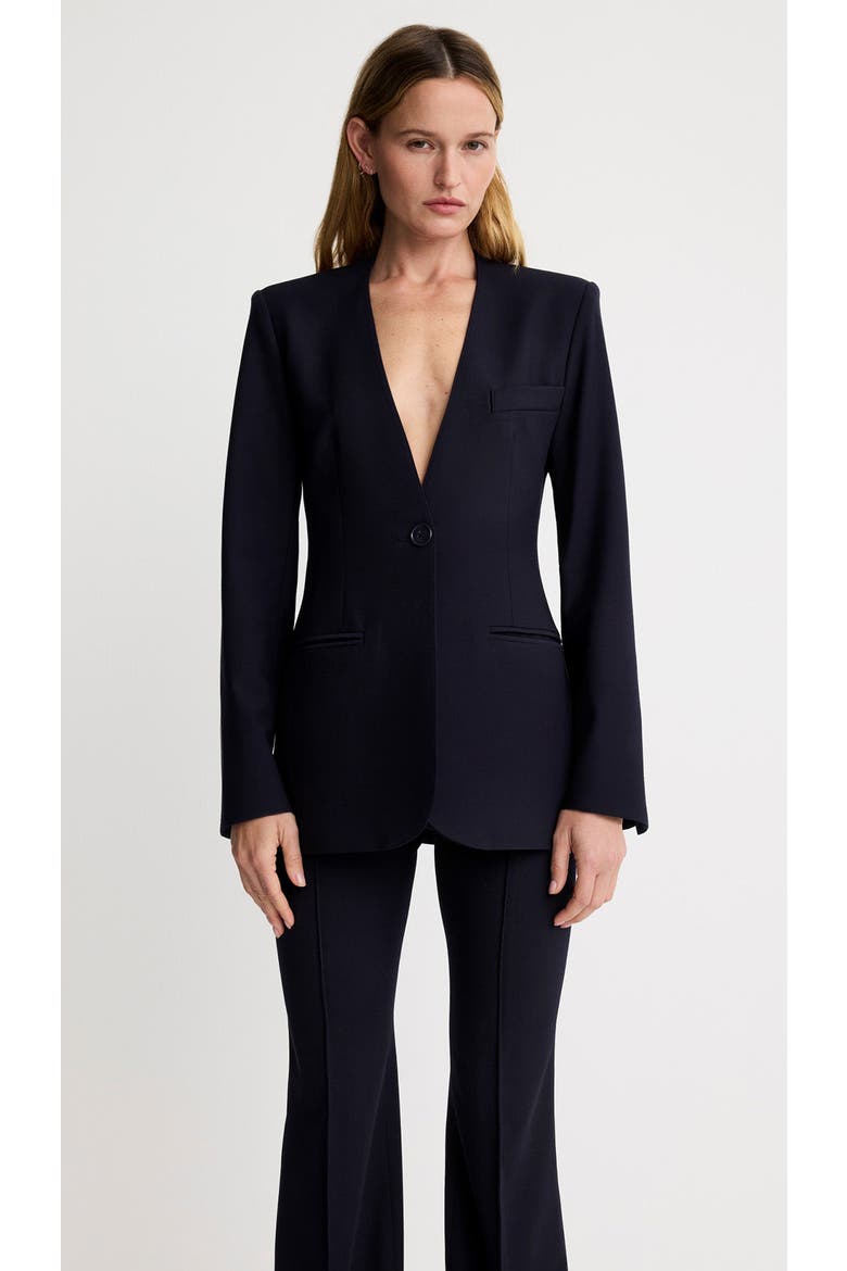 Collarless Blazer, Main, color, Navy Blue