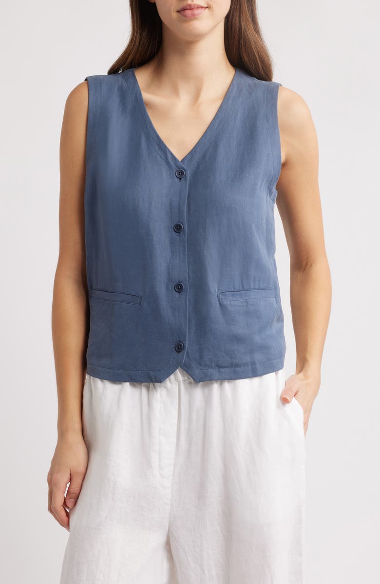 Eileen Fisher Organic Cotton & Silk Vest, Main, color, 
