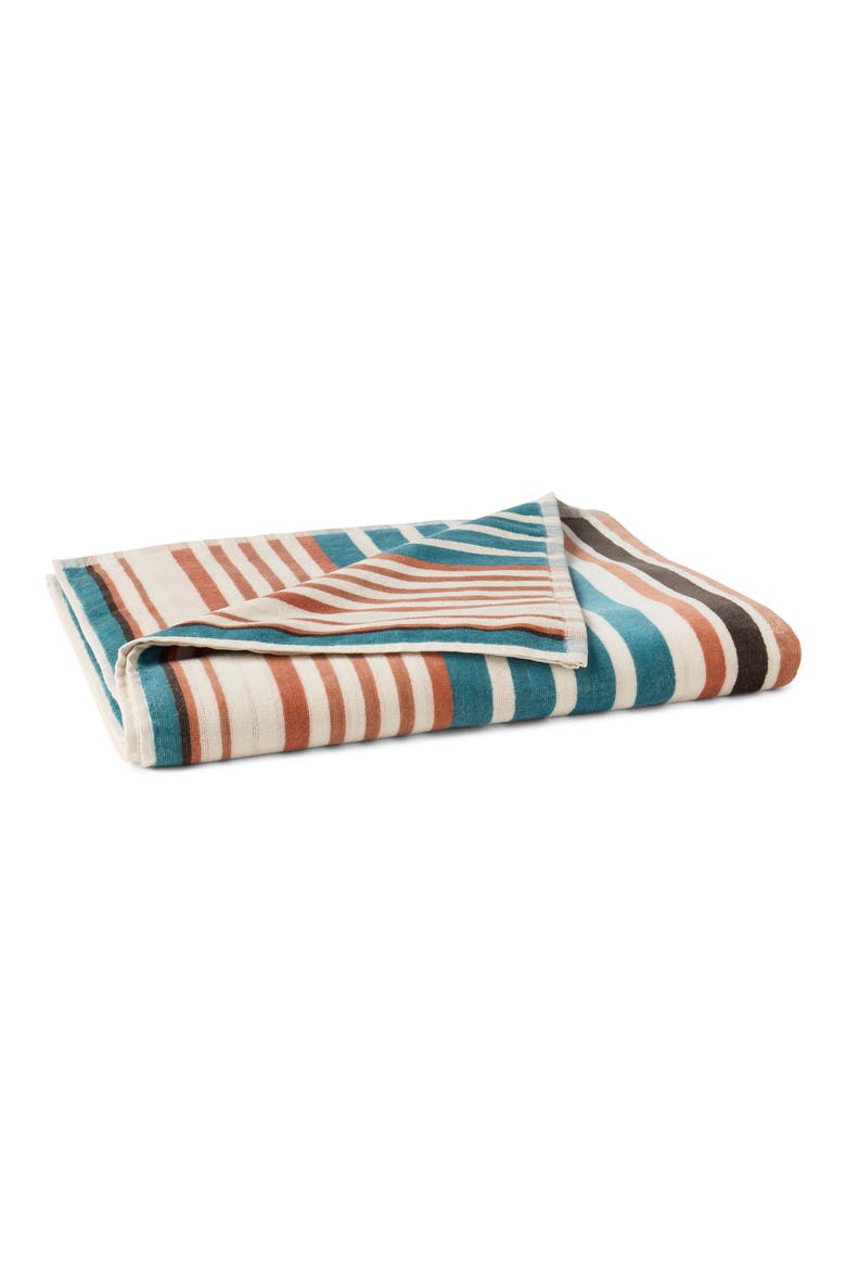 Dawn Stripe Organic Cotton Beach Towel, Main, color, AQUAMARINE STRIPE