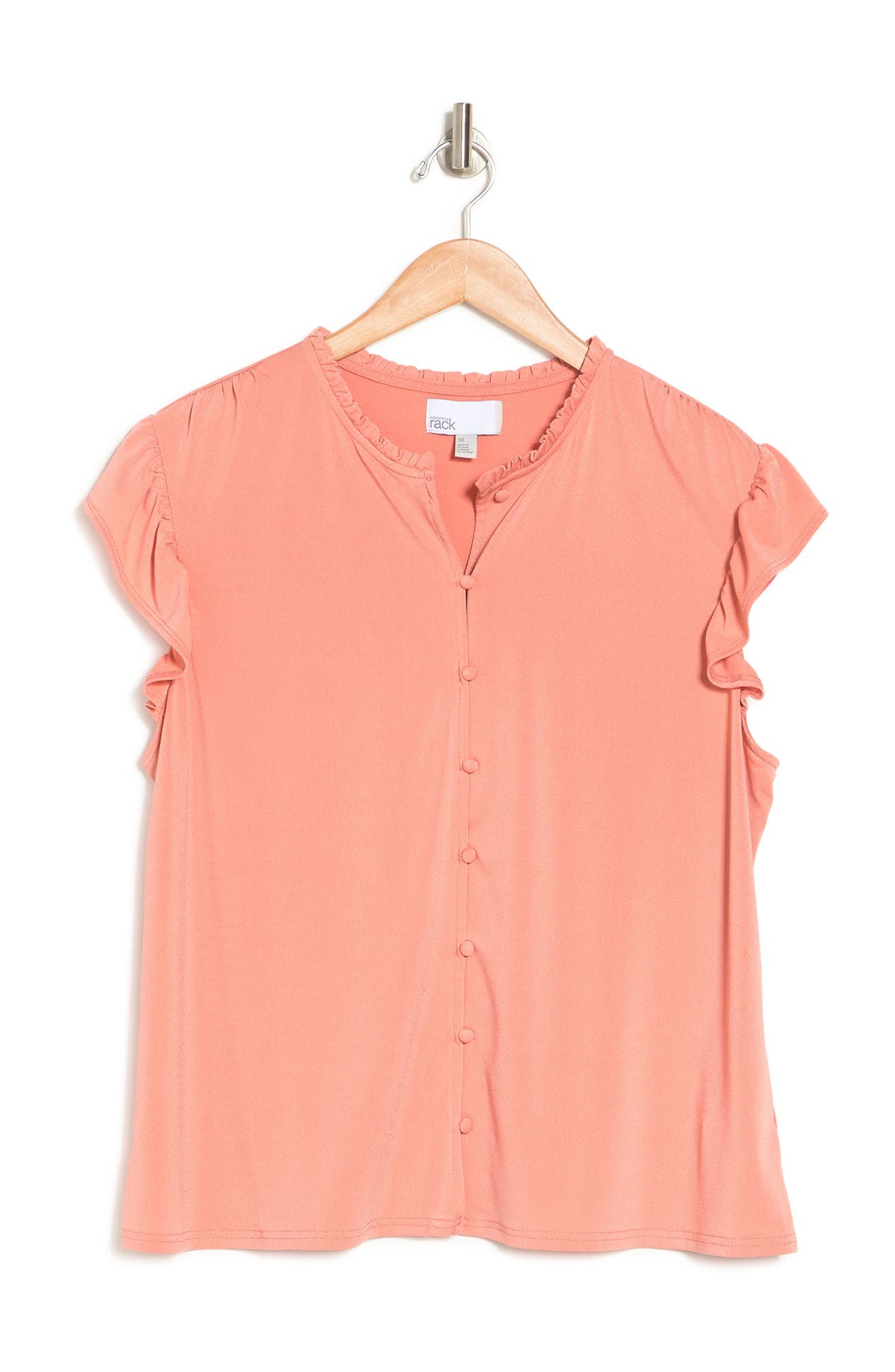 NORDSTROM RACK Flutter Sleeve Button Detail Blouse (Women) | Nordstromrack