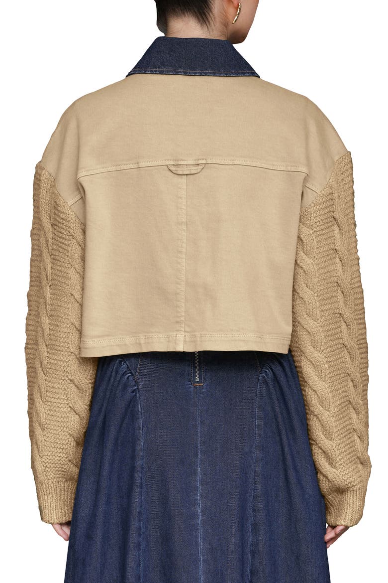 Knit Sleeve Crop Chore Jacket, Alternate, color, WASHED TAN