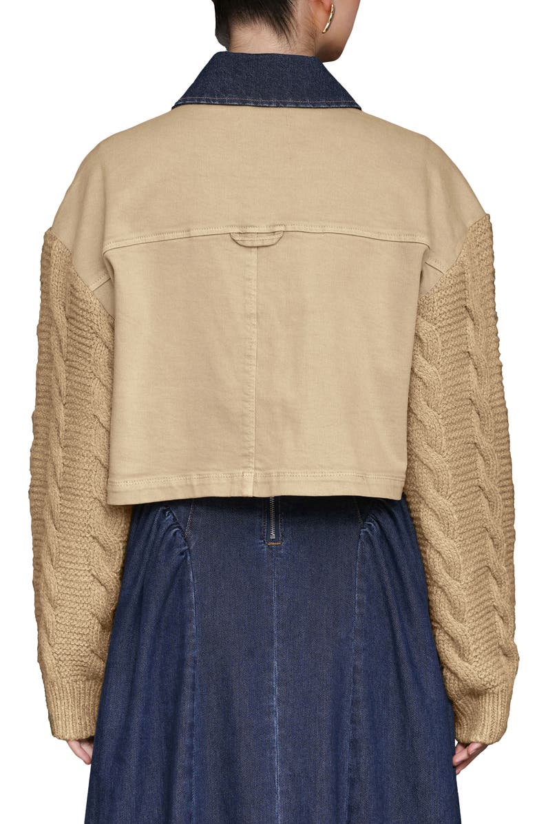 Avec Les Filles Knit Sleeve Crop Chore Jacket, Alternate, color, Washed Tan
