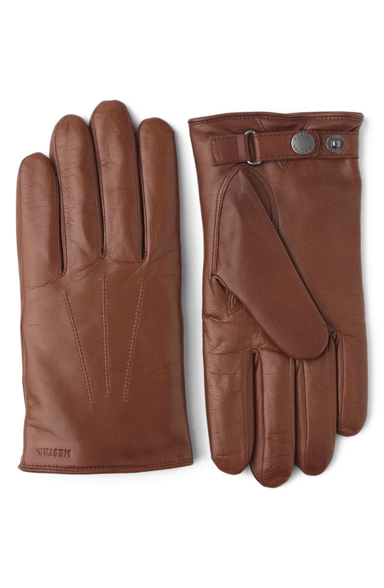 Hestra Nelson Hairsheep Leather Gloves, Main, color, Chestnut