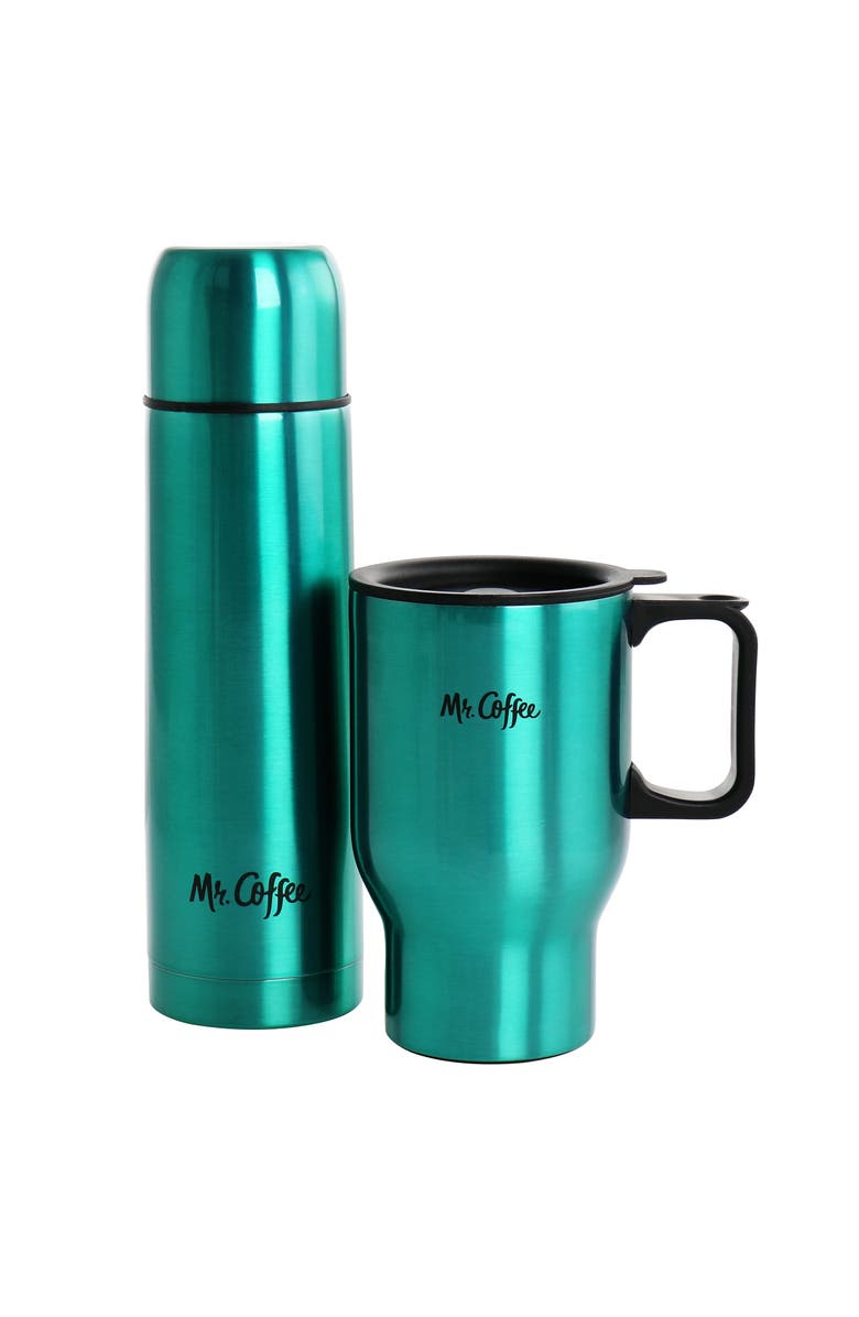Mr. Coffee Javelin 2 Piece Thermal Bottle and Travel Mug Set, Main, color, Green