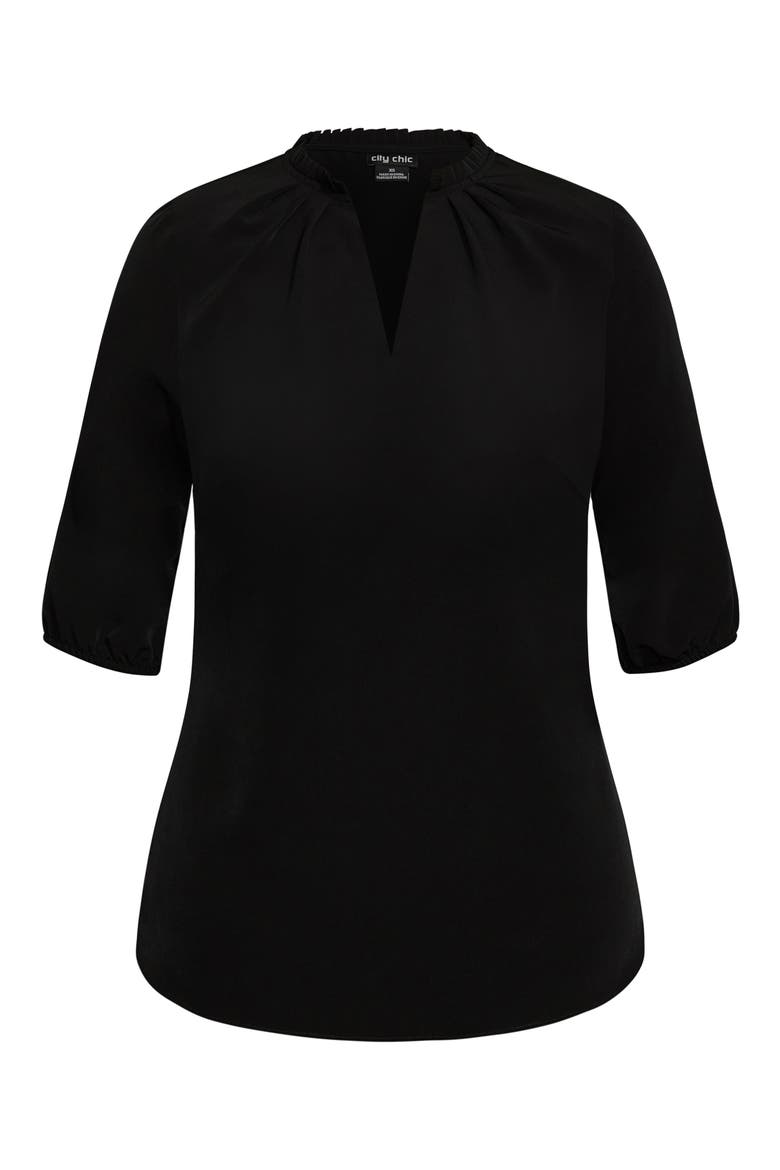 Amore Split Neck Top, Alternate, color, BLACK