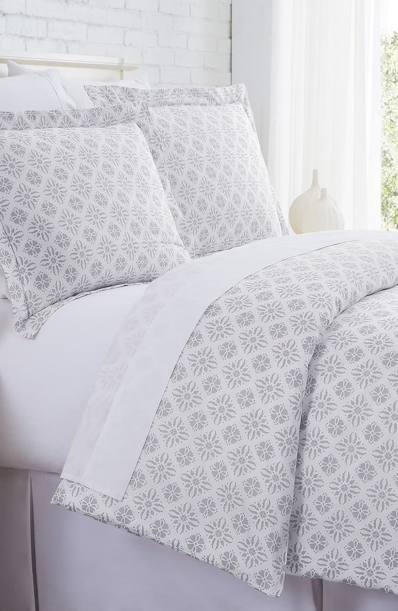 SOUTHSHORE FINE LINENS Premium Collection 300 Thread-Count Long Staple Cotton Oversized Duvet Cover Set, Alternate, color, Aztec Dreams Grey