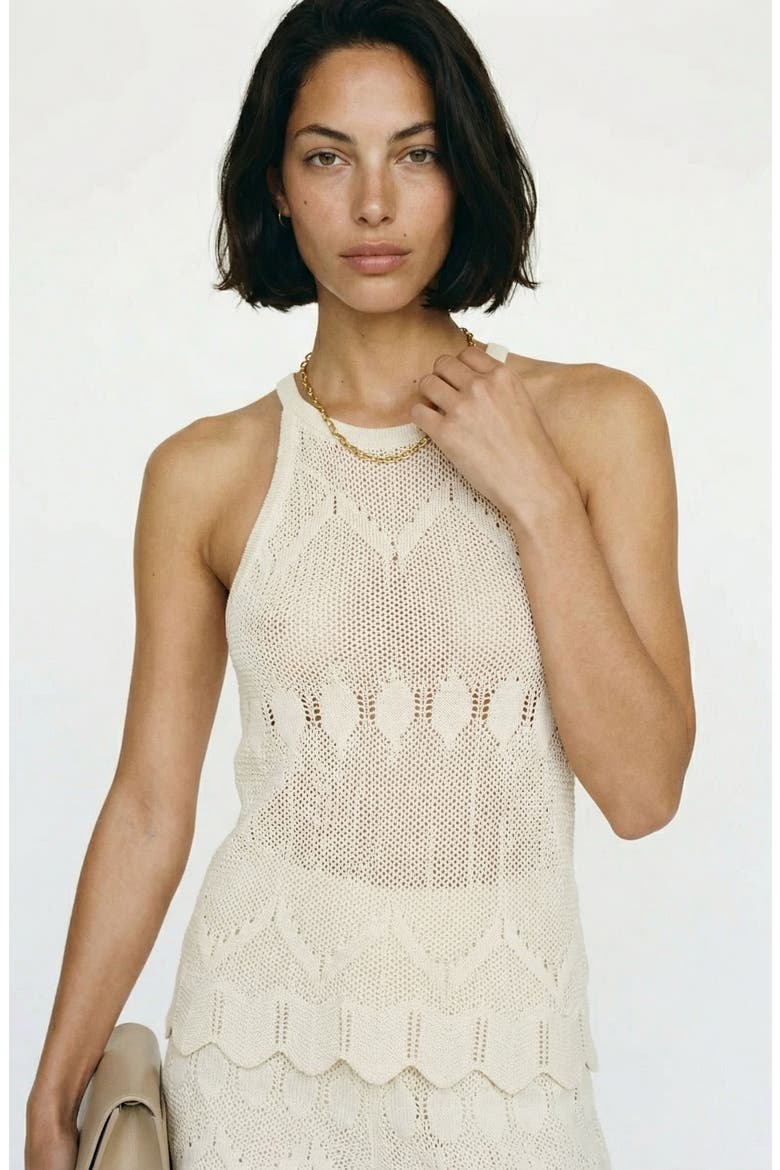 Seashell Sands Pointelle Knit Tank, Alternate, color, BIRCH