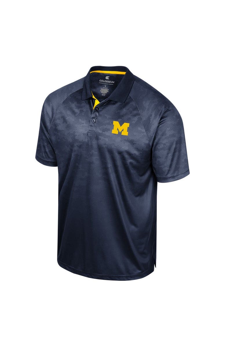 COLOSSEUM Men's Colosseum Navy Michigan Wolverines Honeycomb Raglan Polo, Alternate, color,