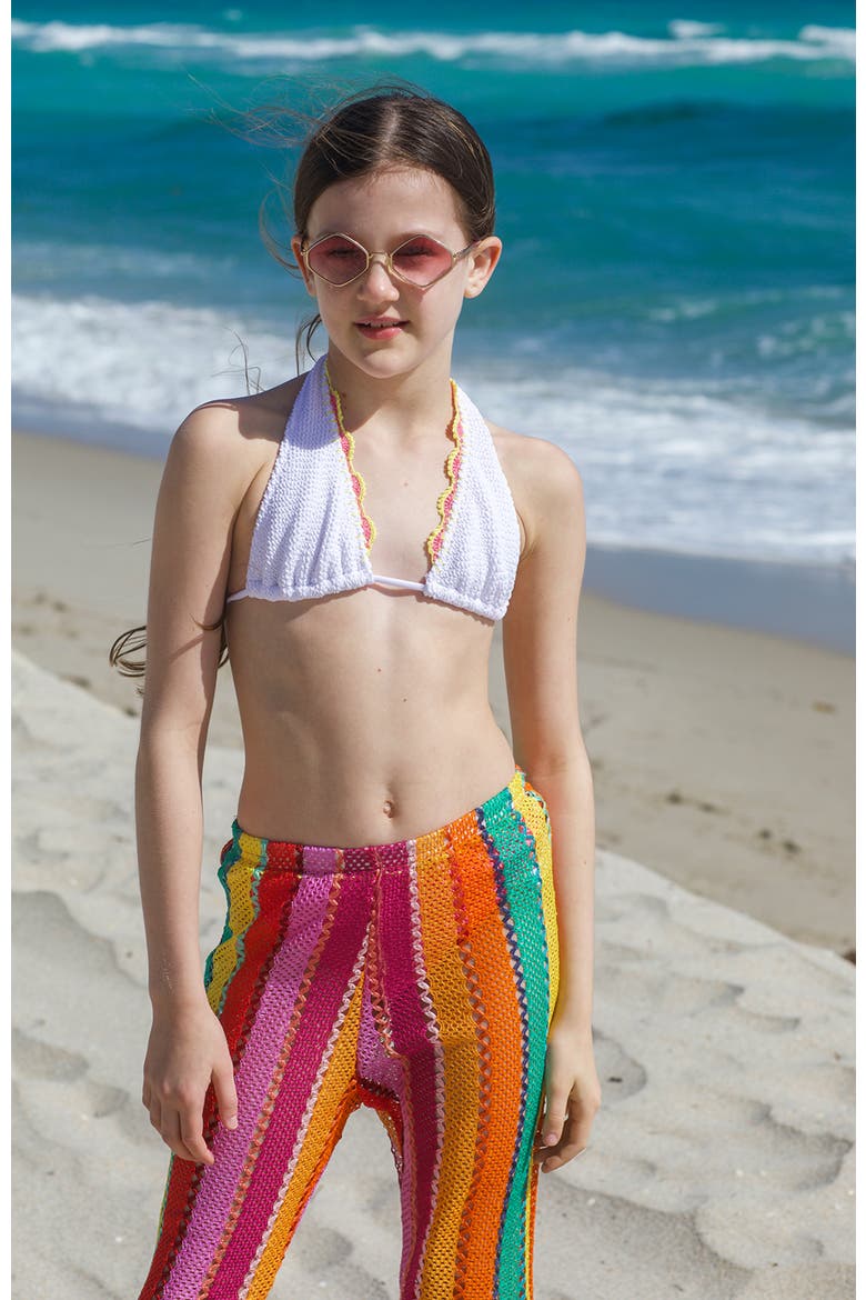 Multicolor Striped Mesh Beach Trousers, Alternate, color, Multicolor