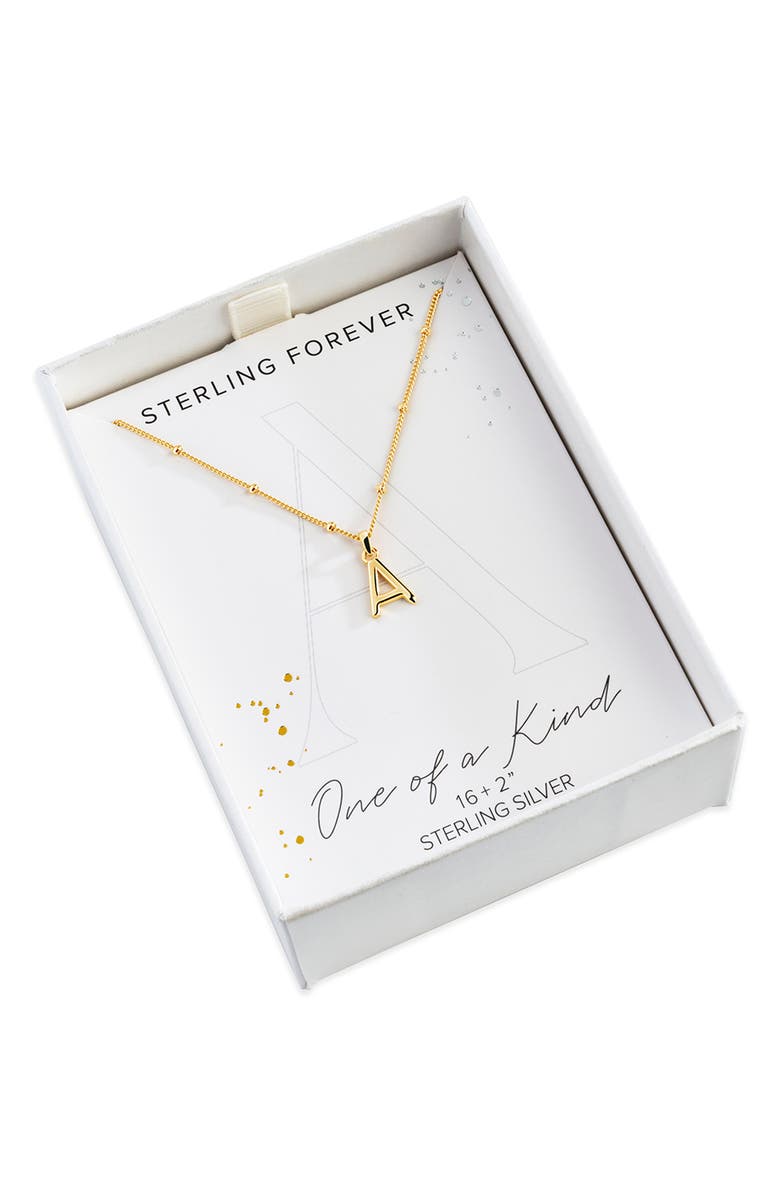 Sterling Forever 14K Gold Plated Sterling Silver Initial Necklace, Alternate, color,