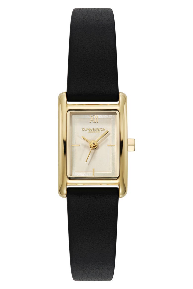 Petit Grove Tank Leather Strap Watch, 16mm x 24mm, Main, color, IVORY