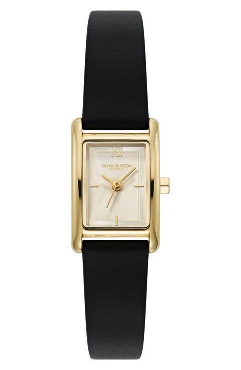 Petit Grove Tank Leather Strap Watch, 16mm x 24mm
