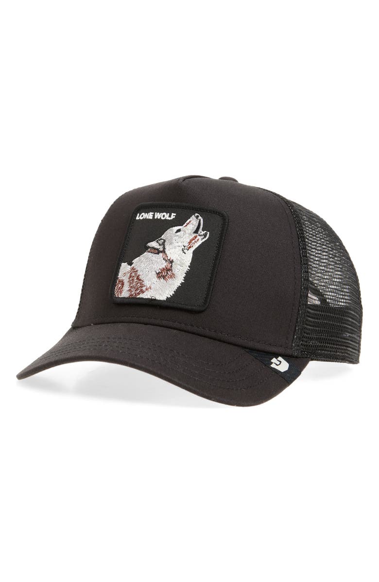 Goorin Bros. Lone Wolf Trucker Hat, Main, color, Void