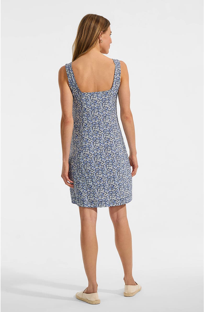 Lands' End Silky Knit Mini Shift Dress, Alternate, color, Navy/Clear Blue Ditsy Floral