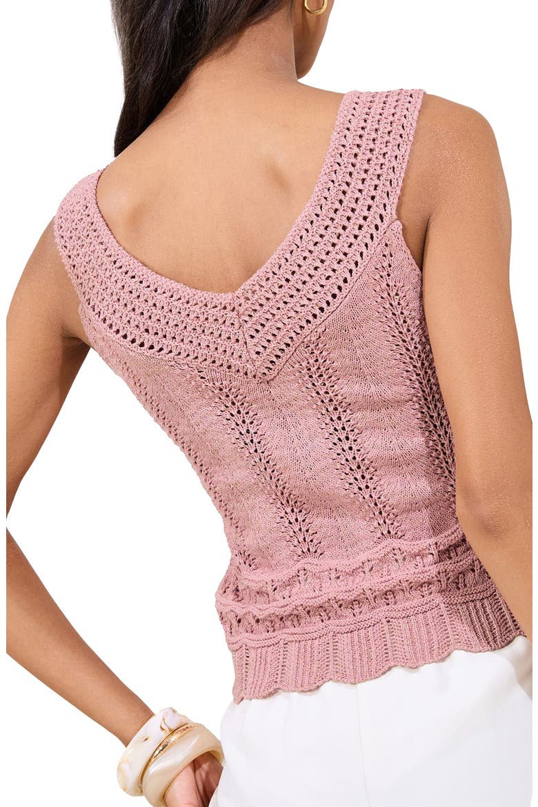 Metallic Crochet Trim Pointelle Top, Alternate, color, PINK