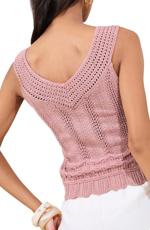 Lipsy Metallic Crochet Trim Pointelle Top In Pink