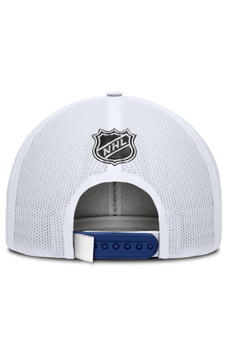 FANATICS Men's Fanatics Blue/White Tampa Bay Lightning Authentic Pro Rink Trucker Hat, Alternate, color, 