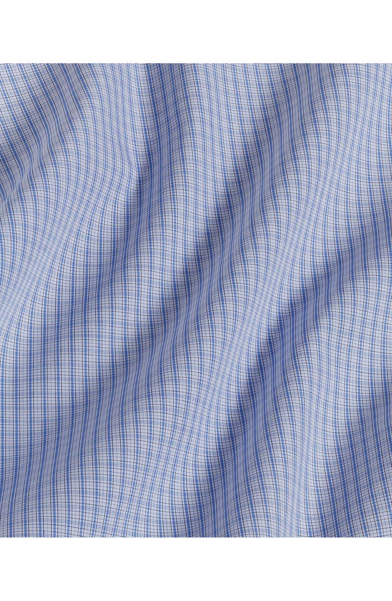 David Donahue Trim Fit Microcheck Cotton Dress Shirt, Alternate, color, White/ Blue