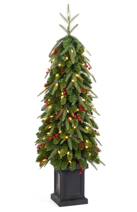 4ft Pre-lit Artificial Christmas Porch Tree with 100 Warm White Lights