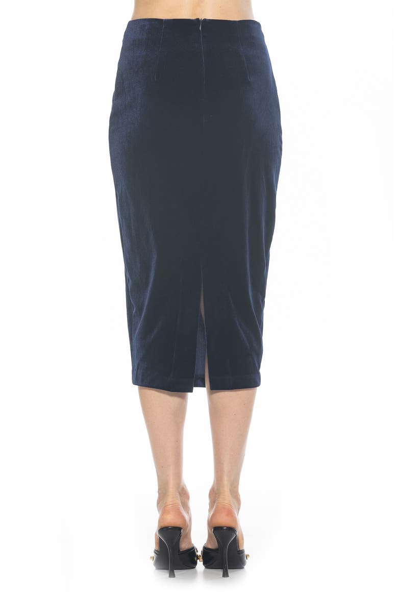 Jayden Velvet Midi Skirt, Alternate, color, NAVY