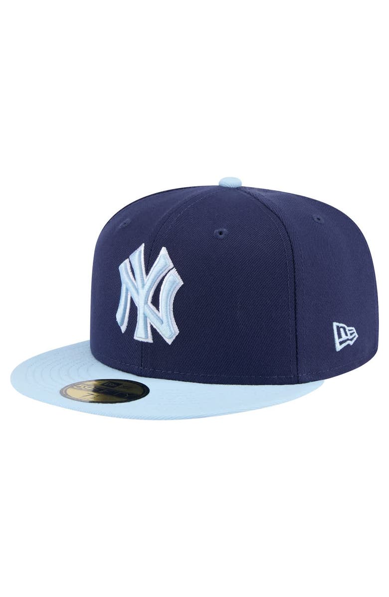 New Era Men's New Era Navy/Light Blue New York Yankees Color Pack 2-Tone 59FIFTY Fitted Hat, Main, color,
