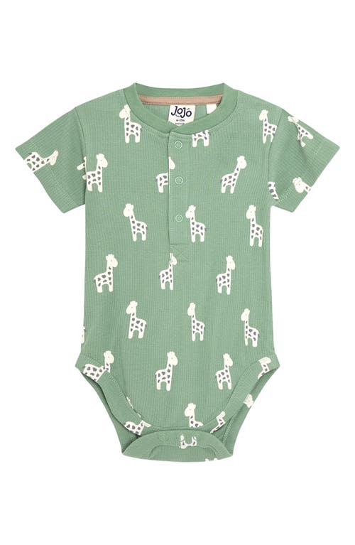 Jojo Maman Bébé Jojo Maman Bebe Giraffe Print Ribbed Bodysuit & Shorts Set In Green