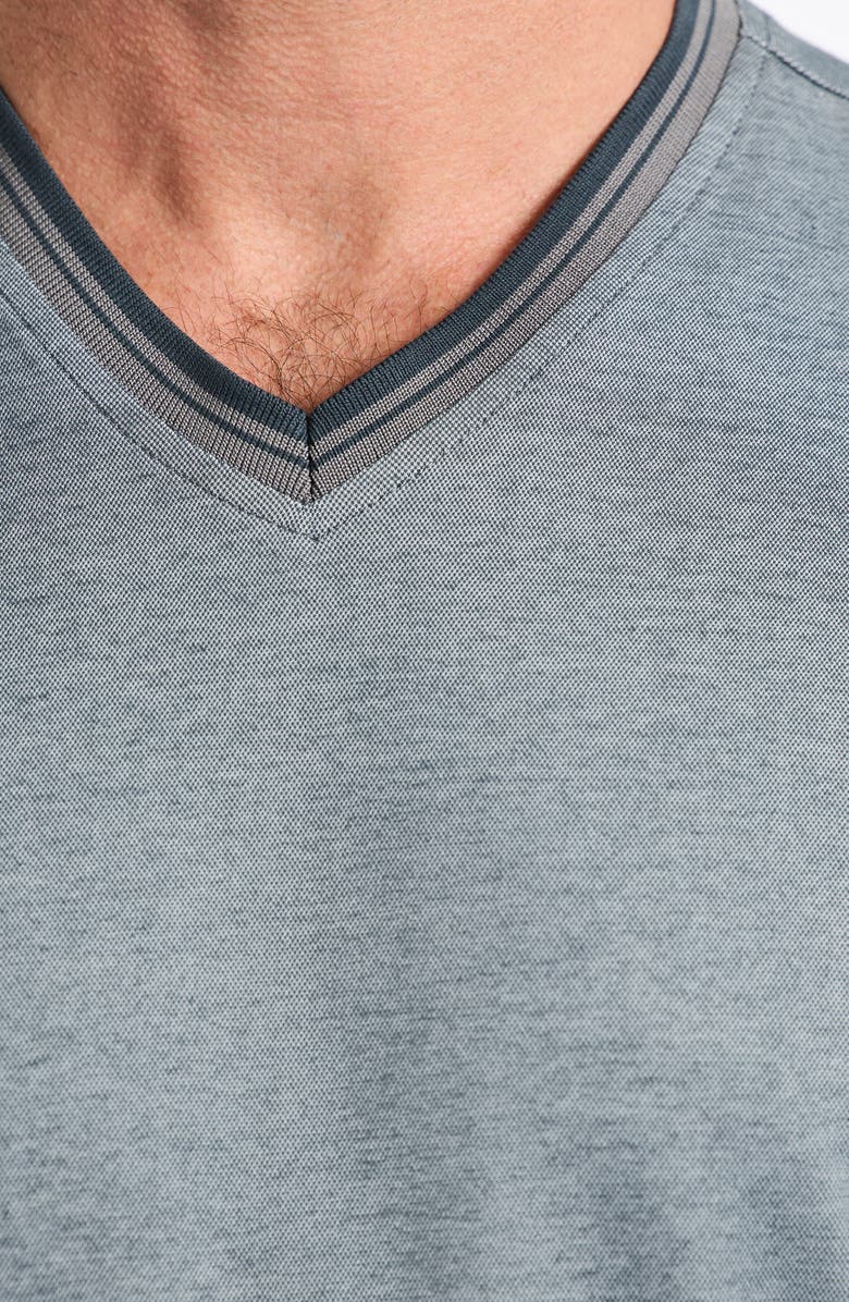 Robert Graham Holton V-Neck Cotton Blend Piqué T-Shirt, Alternate, color, Charcoal