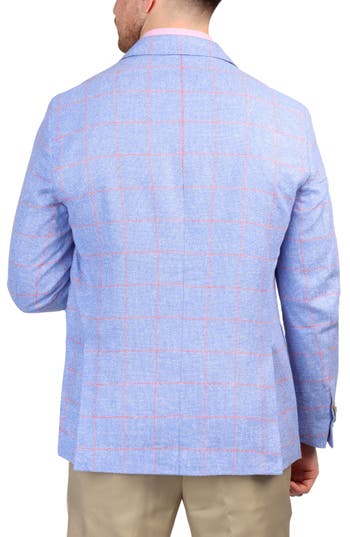 Tailorbyrd Textured Yarn Dye Windowpane Sport Coat In True Blue