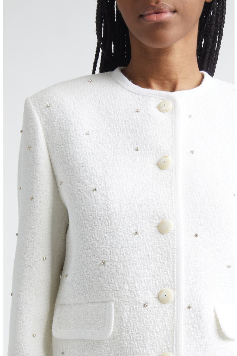 Rhinestone Boxy Bouclé Jacket, Alternate, color, OFF-WHITE