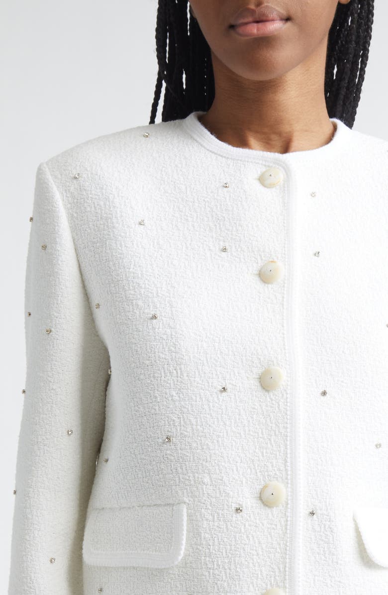Golden Goose Rhinestone Boxy Bouclé Jacket, Alternate, color, Off-White