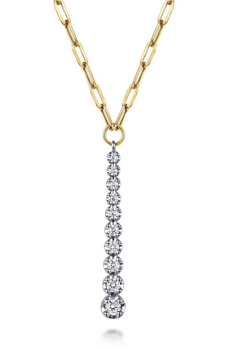Gabriel & Co. Bujukan Linear Diamond Pendant Necklace, Main, color, Two Tone