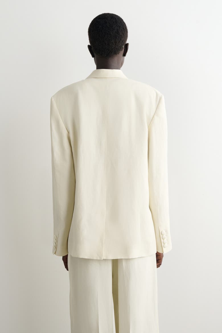 Linen-blend Tuxedo Blazer, Alternate, color, ECRU