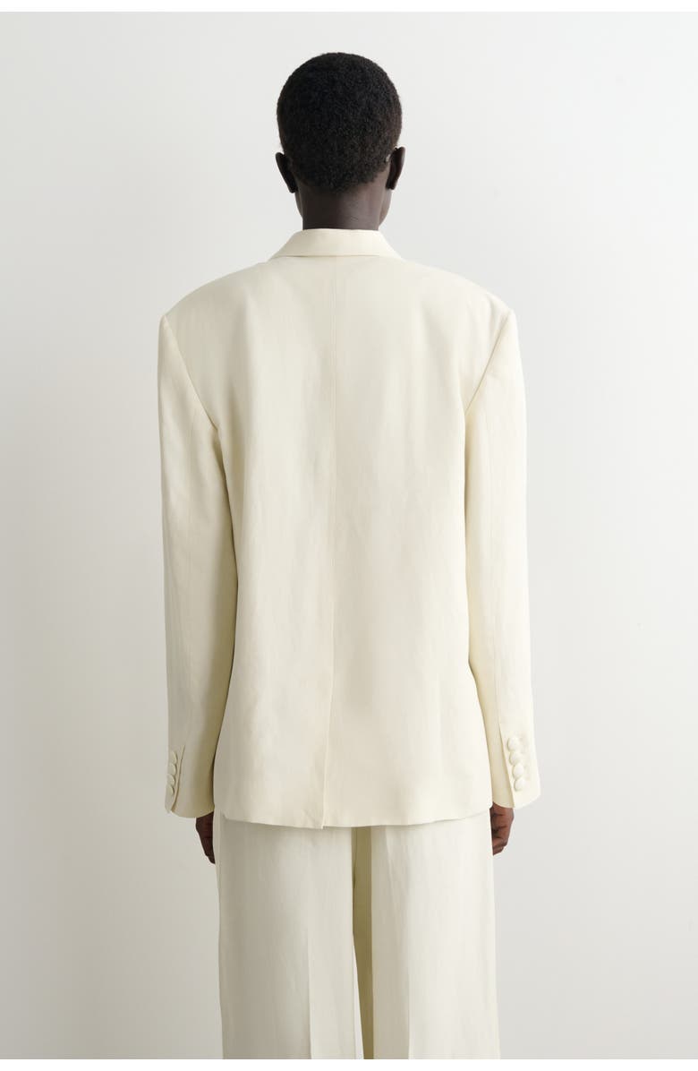 COS Linen-blend Tuxedo Blazer, Alternate, color, Ecru