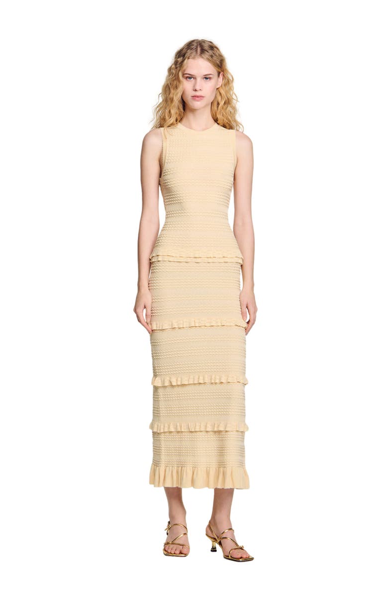 SANDRO Ruffled knit maxi dress, Alternate, color, 