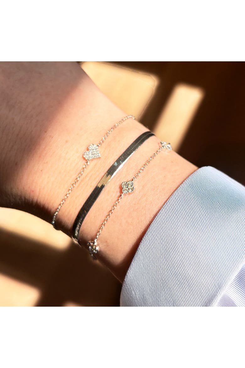 Diamond Clover Station Bracelet, Alternate, color, White Gold