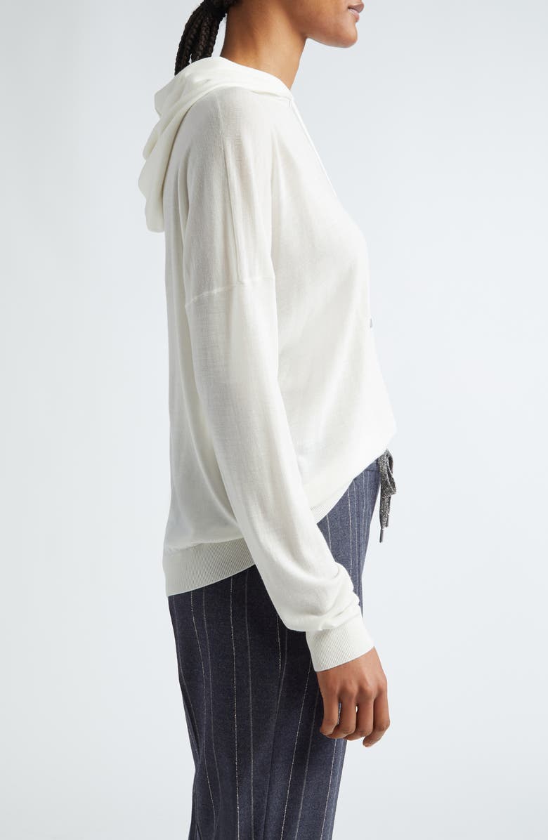 Eleventy Merino Wool Hooded Sweater, Alternate, color, Ivory