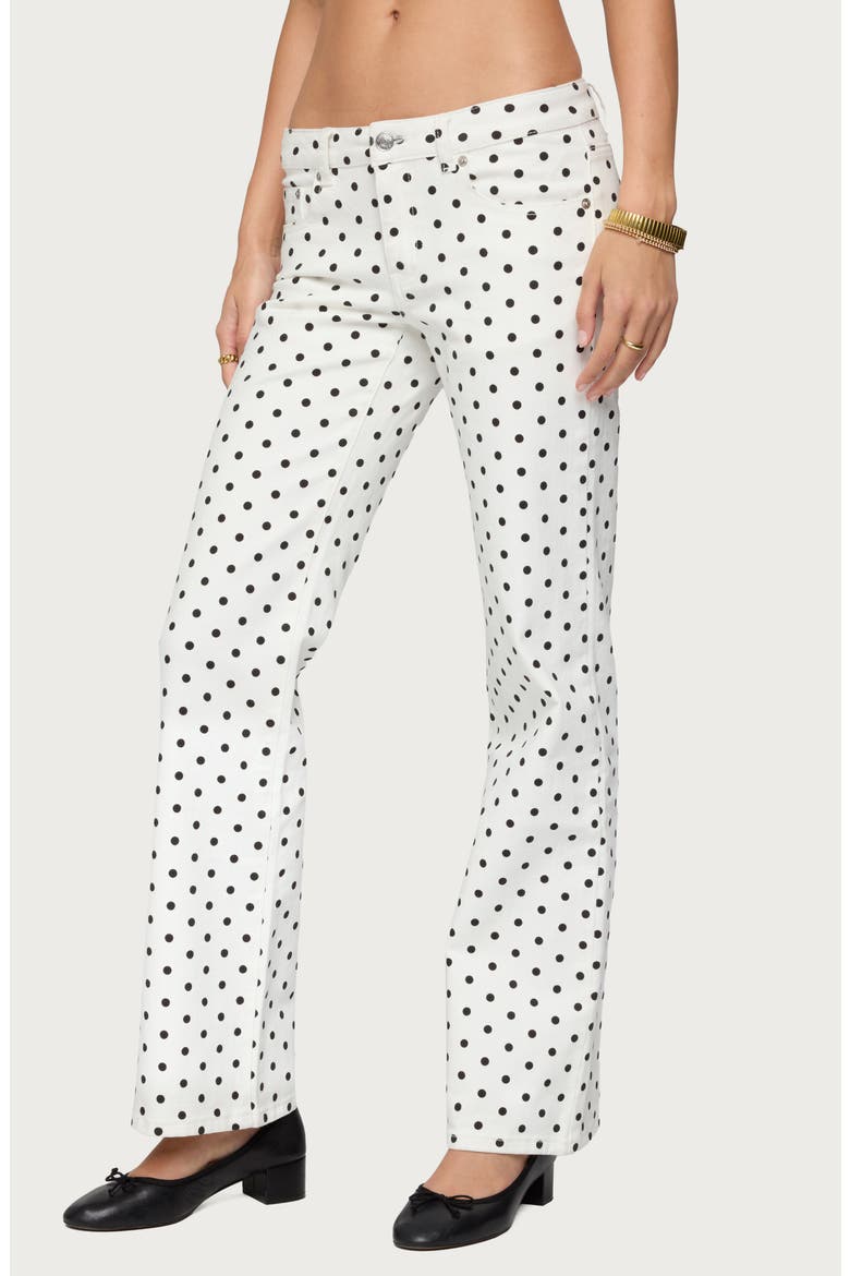 Romily Polka Dot Low Rise Jeans, Alternate, color, WHITE