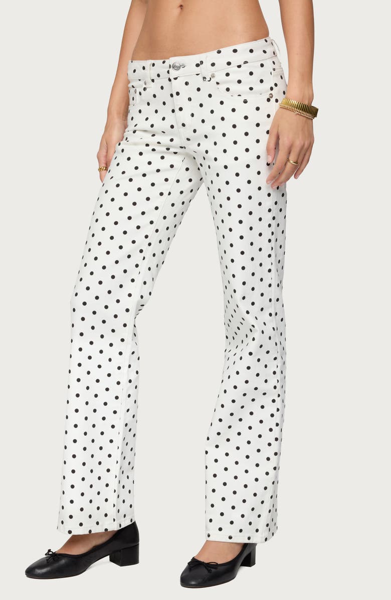 EDIKTED Romily Polka Dot Low Rise Jeans, Alternate, color, White