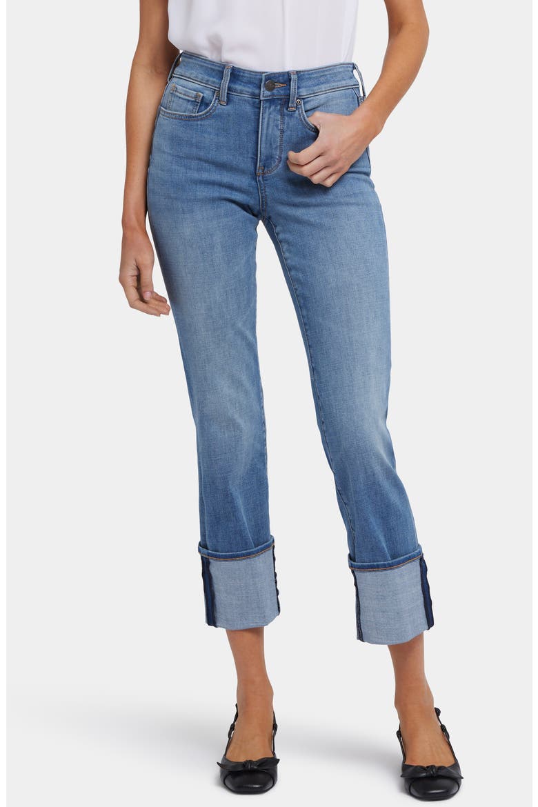 Marilyn Wide Cuff Straight Leg Jeans, Main, color, BARCELONA BREEZE
