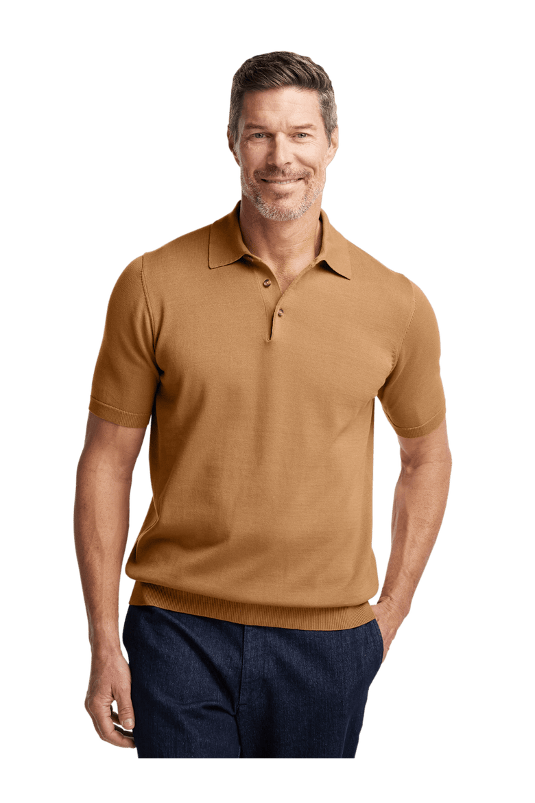 Supima Cotton Three Button Polo, Alternate, color, Light Brown