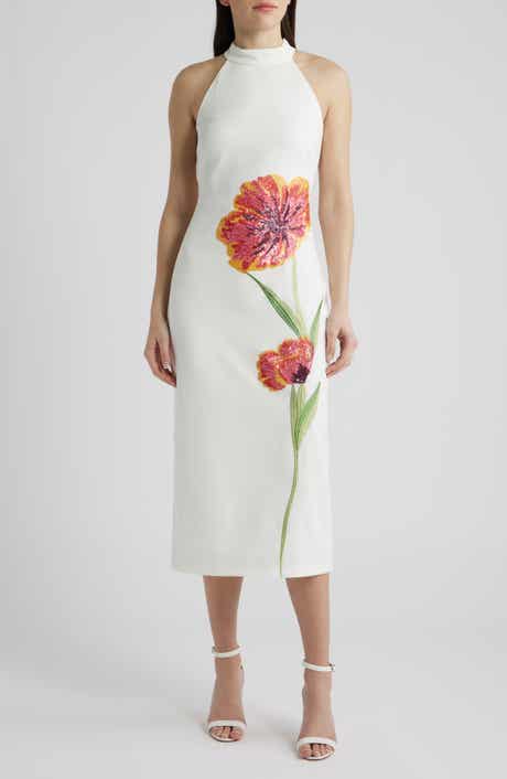 Sequin Flower Midi Dress