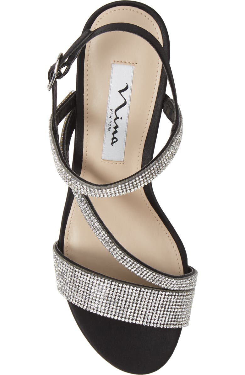 Nina Naloni Crystal Embellished Wedge Sandal, Alternate, color,