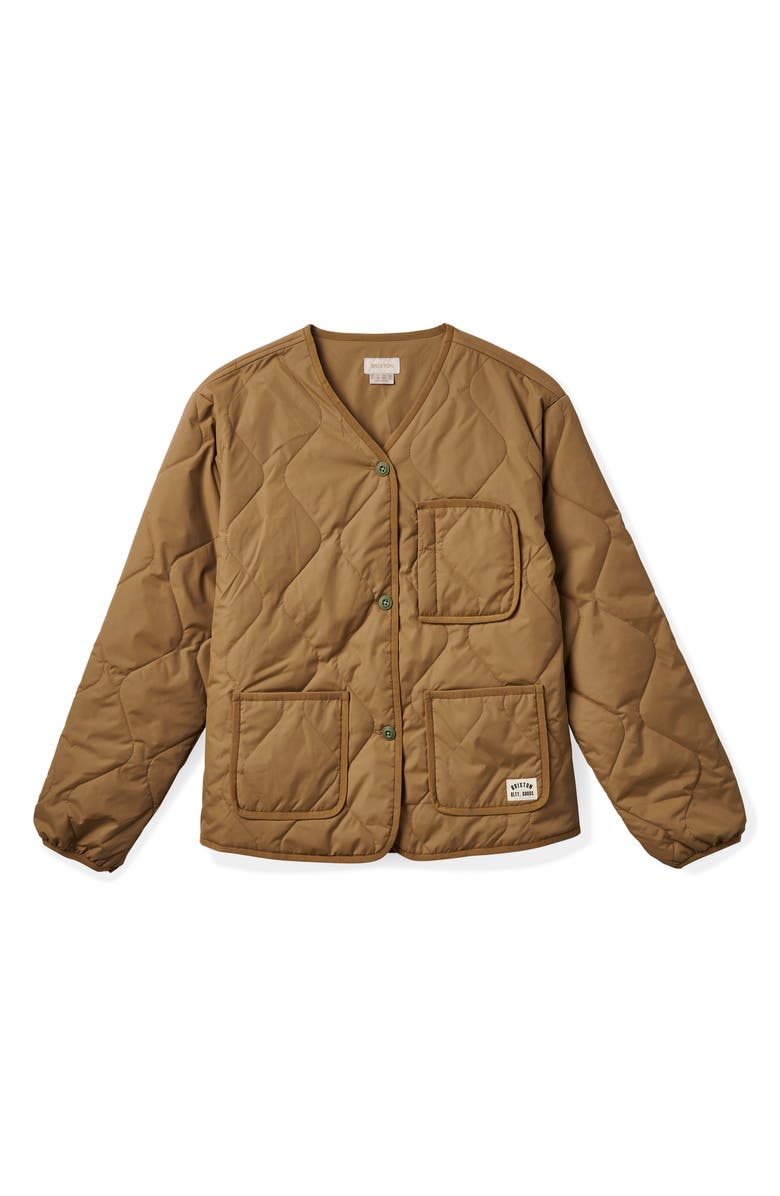 Brixton Delilah Water Repellent Quilted Jacket, Alternate, color, Khaki