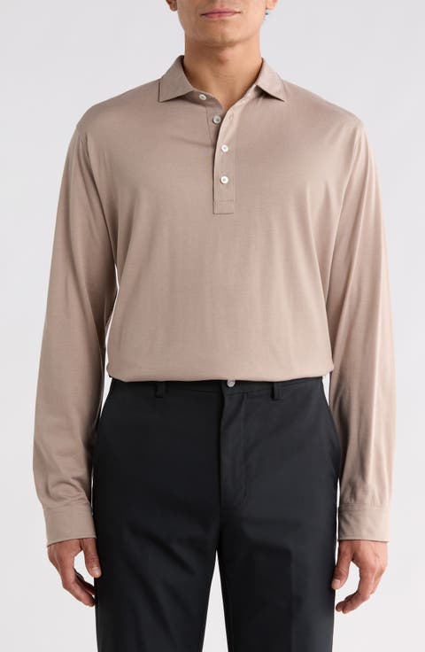 Ashby Silk & Cotton Long Sleeve Polo