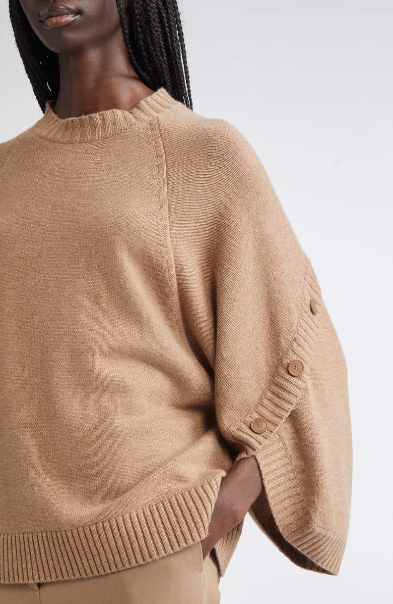 Max Mara Ampex Cape Sleeve Wool & Cashmere Sweater, Alternate, color, Hazelnut Brown