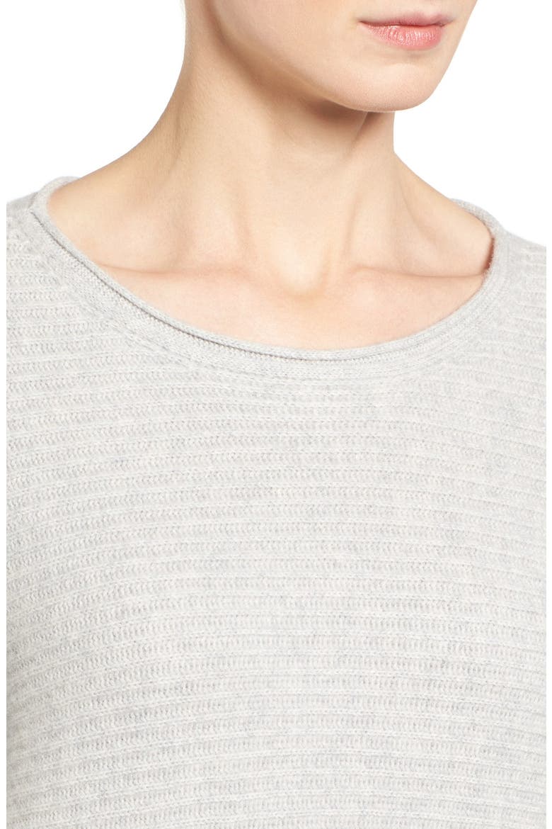 Ribbed Cashmere Poncho, Alternate, color, GREY SOFT HEATHER