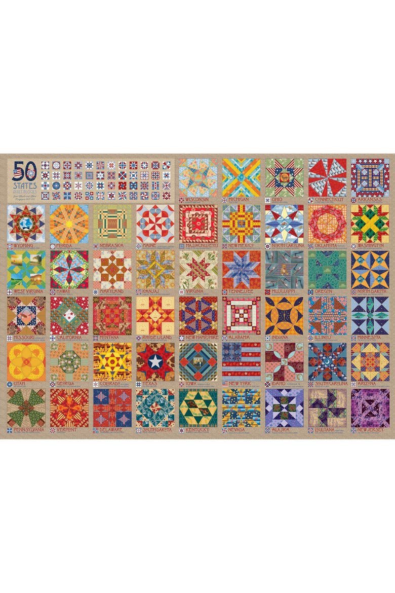 50 States Quilt Blocks 1000 Piece Puzzle, Alternate, color, Multicolored