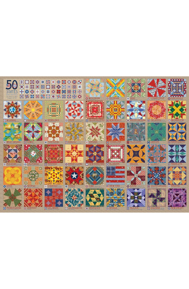 Cobble Hill 50 States Quilt Blocks 1000 Piece Puzzle, Alternate, color, Multicolored